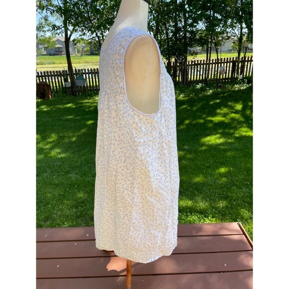 Liz Claiborne Villager Woman 3X White & Blue Floral Sleeveless Cotton/Polyester - Picture 6 of 7